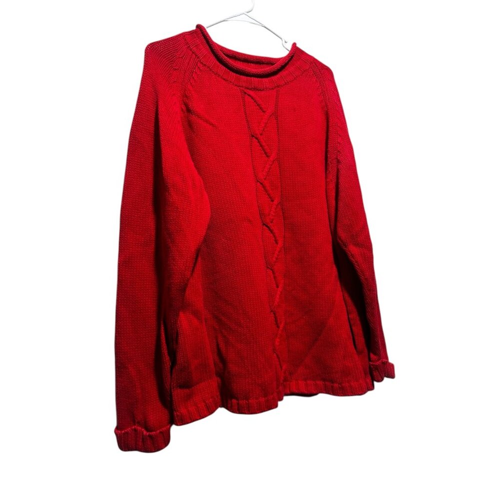 Vintage StJohnsBay Cable Knit Roll Neck Sweater Womens 3X Red Christmas Preppy - Picture 11 of 14